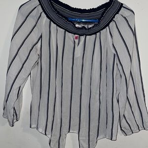 White and Navy blouse